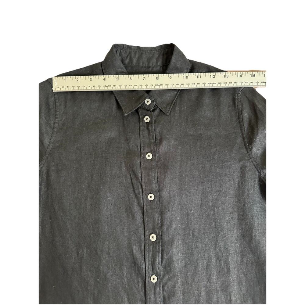 Quince Women XS Black 100% European Linen Long Sleeve Shirt - Picture 4 of 8